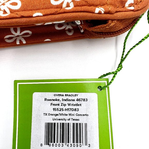Vera Bradley University of Texas Front Zip Wristlet - Picture 11 of 16